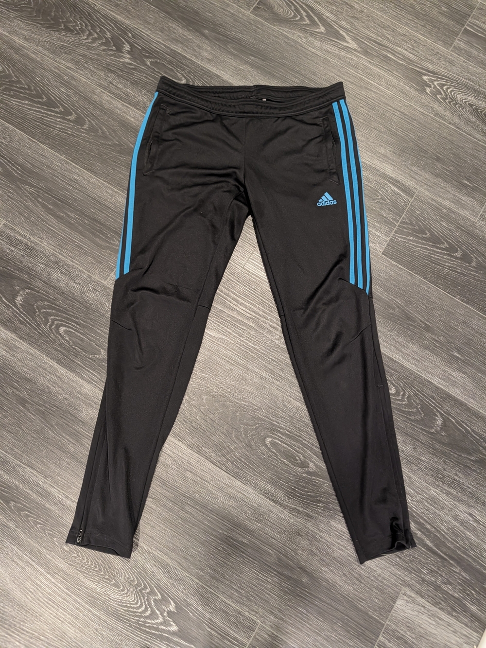 Adidas Black Jogger Pants with Teal Side Stripes